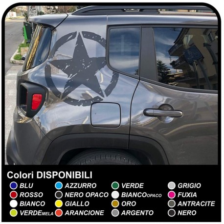 adesivo STELLA GRANDE Effetto Consumato per montante posteriore jeep renegade stickers Jeep nuova Renegade US ARMY