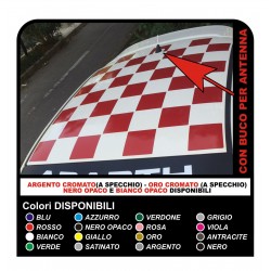 FIAT 500 stickers, ROOF stickers HOOD CHESS board WITH HOLE for antenna