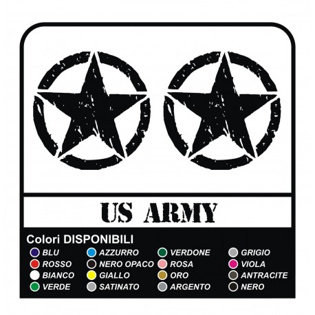 3 STICKERS cm 15 STAR + US ARMY x SUZUKI, JEEP, JEEP RENEGADE STICKERS