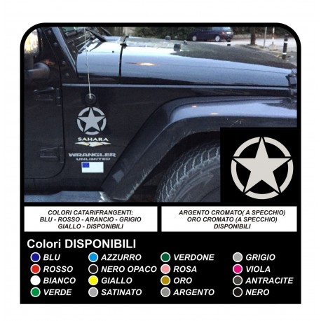 2 Aufkleber-Sterne-Militärischen jeep Wrangler sahara unlimited und Renegade
