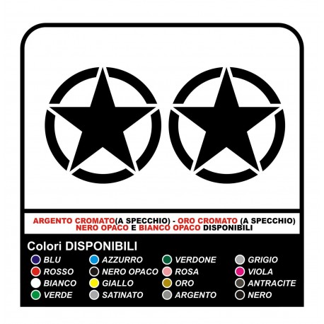 2 Decals STAR Jeep CJ CJ3 CJ5 CJ7 CJ8, US ARMY cm 15 star military 4X4
