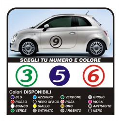 adesivi per FIAT 500 NUMERI adesivi stickers fiat 500 logo numeri portiera