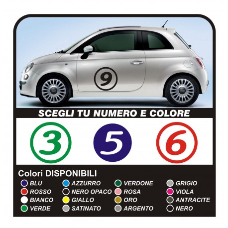 adesivi per FIAT 500 NUMERI adesivi stickers fiat 500 logo numeri portiera