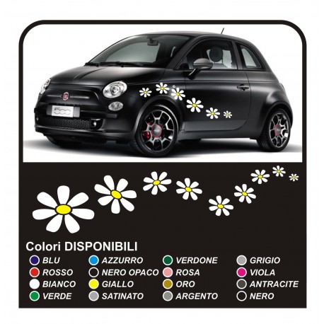Kit de pegatinas 18 MARGARITAS etiquetas INTELIGENTES flores, FIAT 500 coches pegatinas de Flores NUEVAS