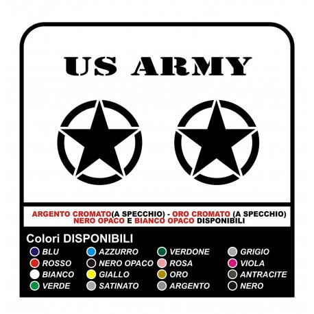 2 PEGATINAS de 25 cm de STAR + ESCRITO EJÉRCITO de los estados unidos libre de off-road PEGATINAS CALCOMANÍAS