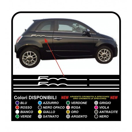 2 ADESIVI STRISCE TUNING PER LATERALI 500 STICKERS DECAL AUFLKEBER AUTOCOLLANT