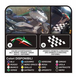 Autocollants pour YAMAHA T MAX 500 pour les flèches latérales tricolore damier