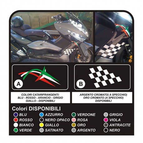 Stickers for YAMAHA T MAX 500 for side arrows tricolor checkerboard