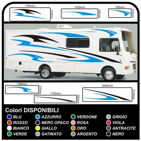 CAMPER grafica in vinile adesivi decalcomanie strisce Set CAMPER VAN ROULOTTE Motorhome - grafica 01 KIT COMPLETO adesivi camper