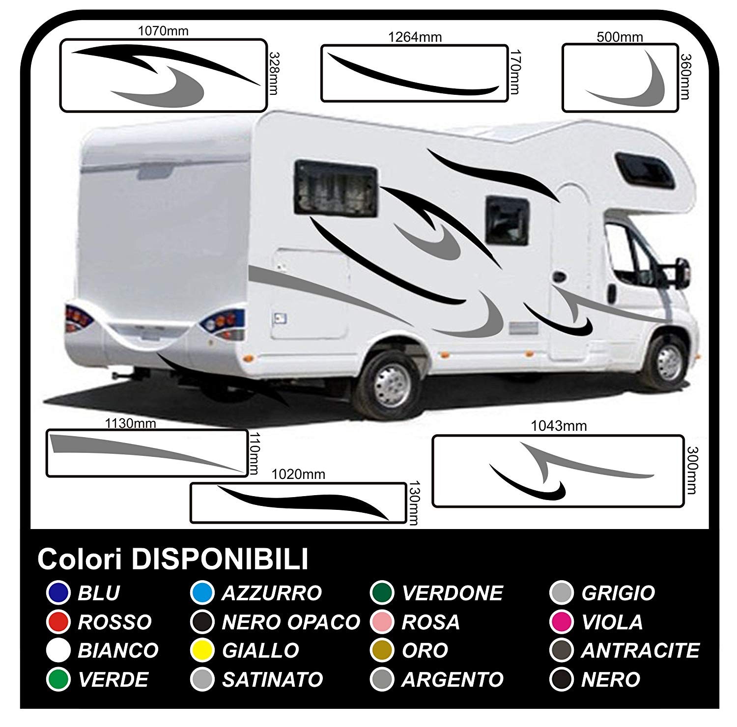 CAMPER Adesivi Strisce Camper Van strisce grafica KIT 5 