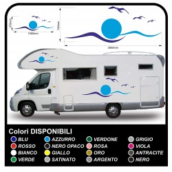 adesivi per CAMPER ROULOTTE CARAVAN grafica in vinile SOLE GABBIANI MARE CIELO kit completo TOP QUALITY - grafica 06