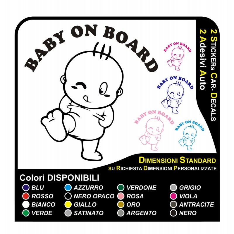 2 adesivi bimbo a bordo - 2 stickers baby on board bambina a bordo