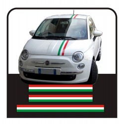 Adesivi per FIAT 500 KIT fasce bandiera italiana cofano tettino e baule strisce tricolore adesivi bandiera italia