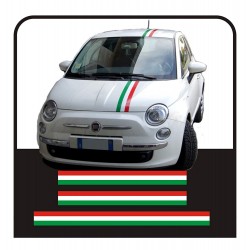 Stickers for FIAT 500 KIT bands Italian flag hood roof and trunk stripes tricolor flag stickers italy