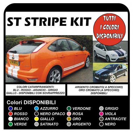 pegatinas para el FORD Focus ST OCT 2.5-rayas TRONCO + GORRO + coche de LADO gráficos Pegatinas focus 1.6 1.8 2.0