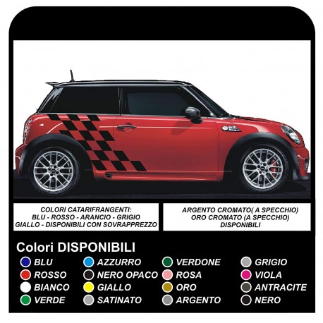 adesivi laterali MINI cooper grafica AUTO a quadretti strisce MINI Checker grafica COOPER S ONE JCW 1.4 1.6