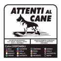 adesivo ATTENTI AL CANE, cm 30x25 - per esterni, resistente ad agenti atmosferici e raggi UV - SENZA SFONDO