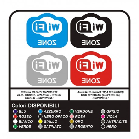 4 Adesivi per vetrina "WiFi" ZONE, per bar, locale, Club, ufficio, negozio, per finestre e vetrine - QUALITA' SUPERIORE