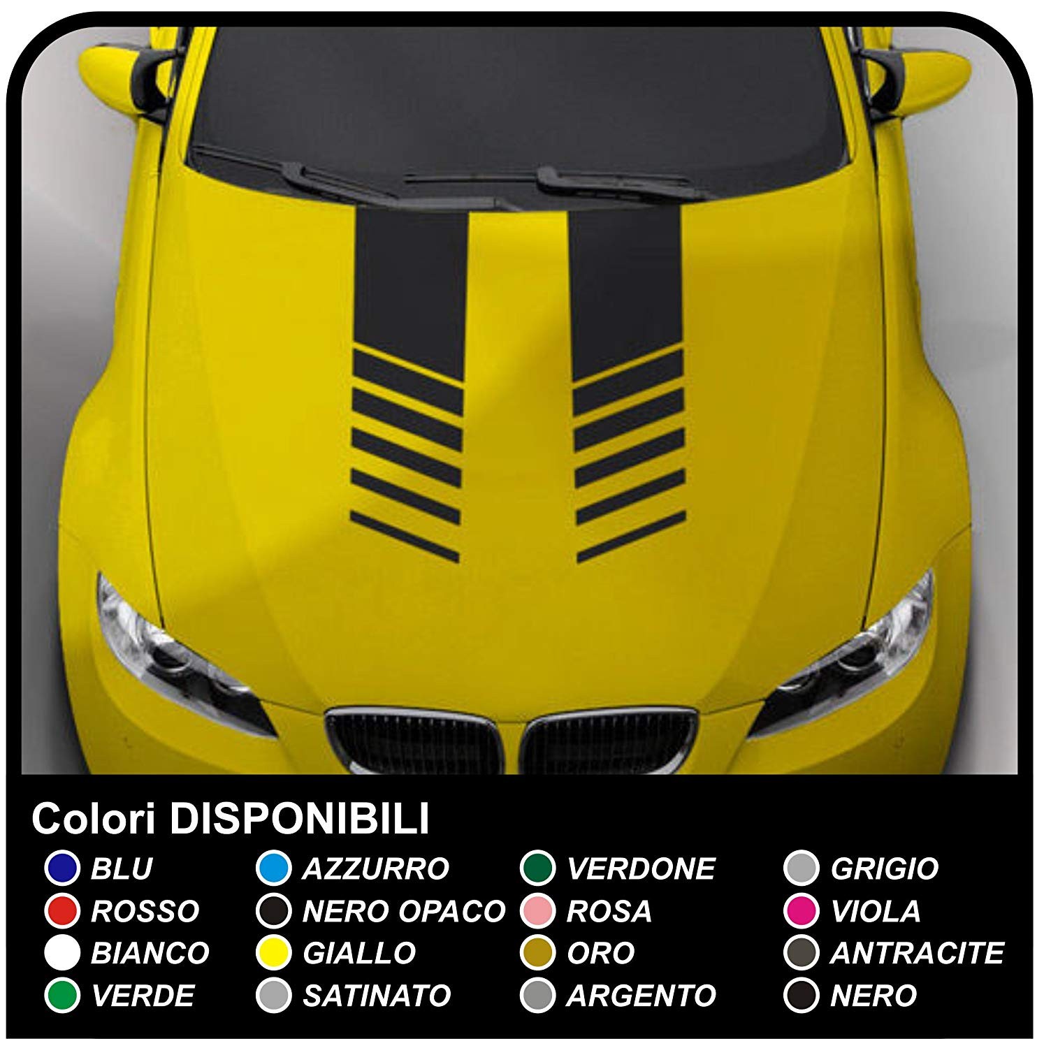 2x klebestreifen motorhaube audi bmw aufkleber dekor auto Rallye-Streifen  Viper mercedes Mito Giulietta fiat 500, mini cooper