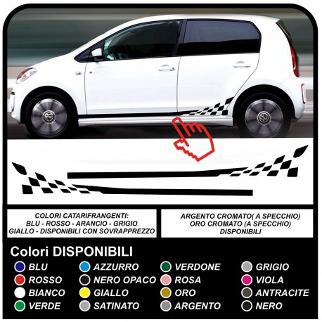 Bandera a cuadros, rayas laterales para volkswagen UP Decoración Conjunto completo de Pegatinas para el 3 y 5 de la puerta