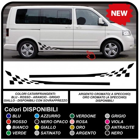 VOLKSWAGEN VW t4/t5 damier côté de la sangle de drapeau à damier Autocollants côté T4-T5 est également compatible avec d'autres