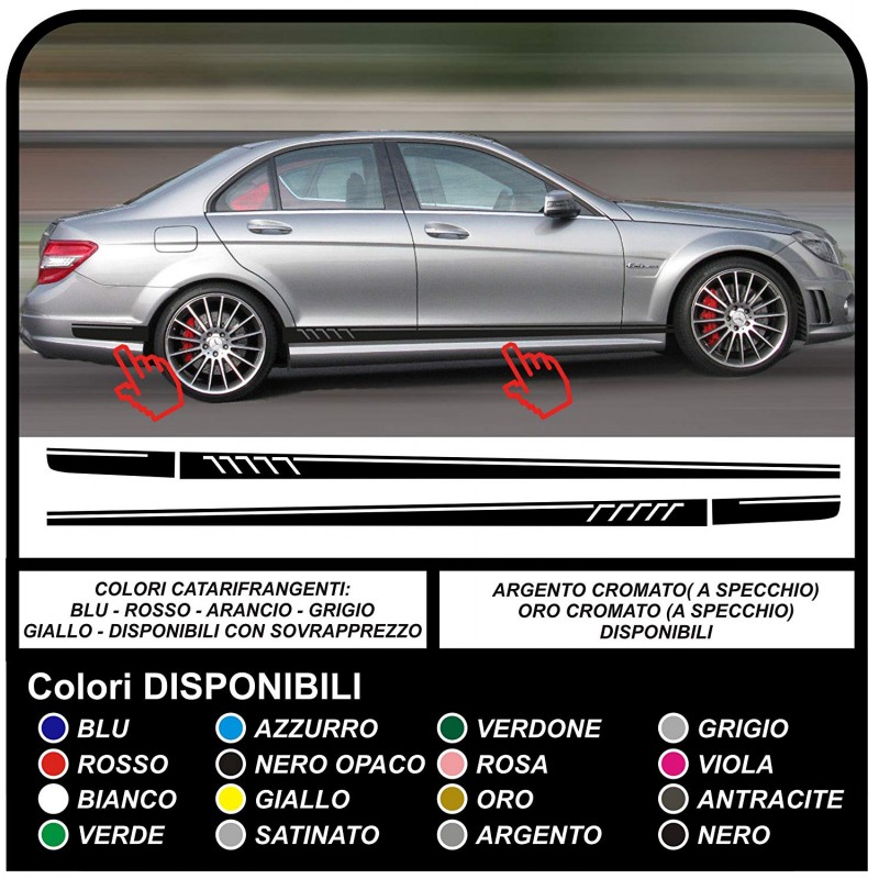 Aufkleber für Mercedes cla cl sl slk c63 - 507-AMG-seitliche  streifen-streifen für mercedes Aufkleber