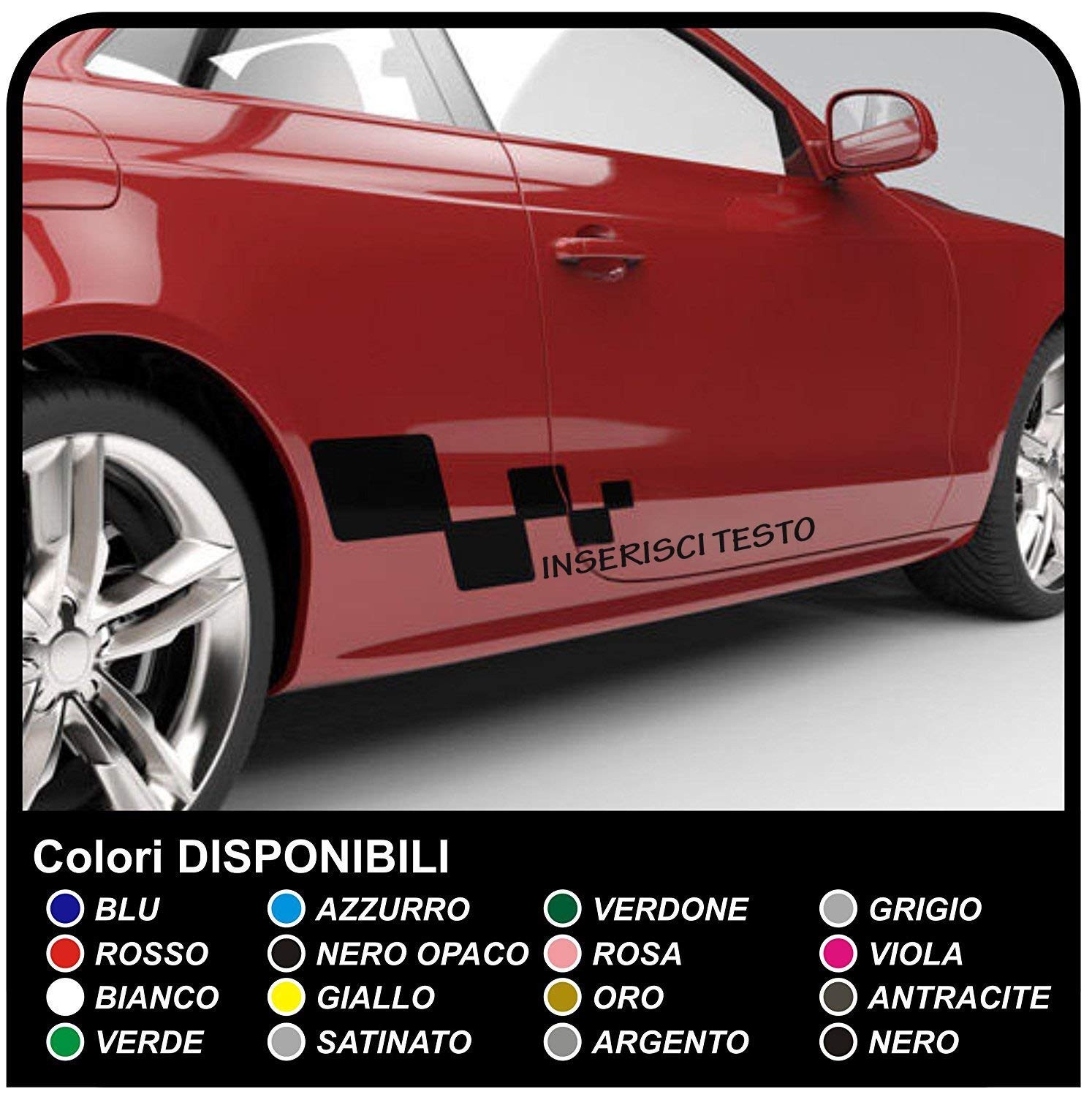 adesivi PERSONALIZZATI grafica a scacchi bmw mercedes renault skoda citroen  ford seat audi fiat tuning mini alfa romeo volvo