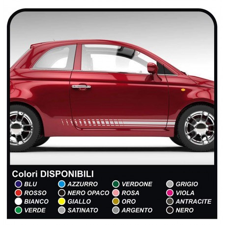 Adesivi laterali per FIAT 500 fasce adesive fiancate FIAT 500 stickers decals